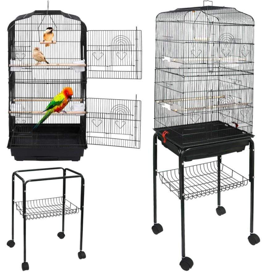 59'' Rolling Bird Cage Parakeet Finch Budgie Parrot Lovebird House with Stand 3 Bros Brands 150 Pet Supplies