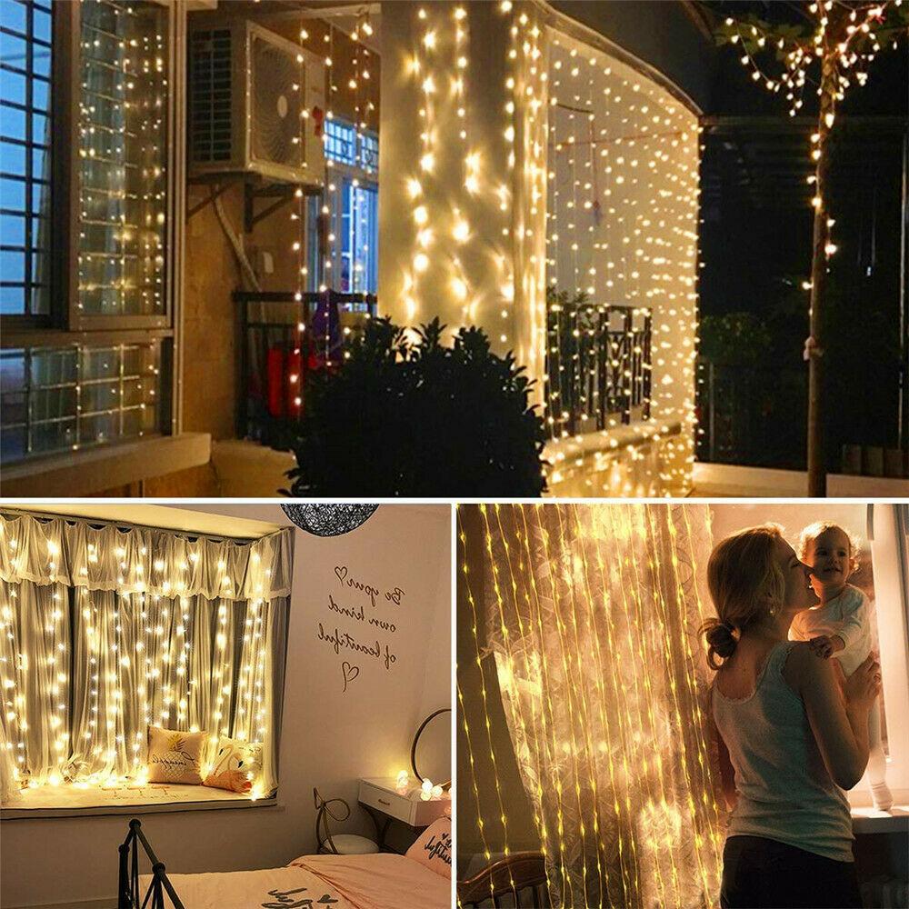 Curtain String Lights 300 LED USB Powered Waterproof Wall Lights in Warm White With Remote 3 Bros Brands 236 String Lights