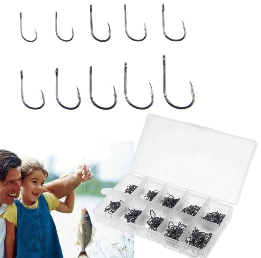 Fish Hooks Set of 500 In 10 Sizes With Box 3 Bros Brands Fish Hooks