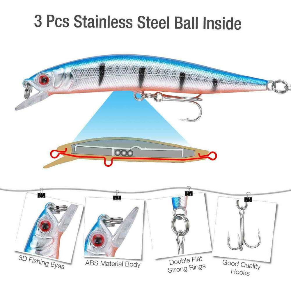 Fishing Lures 10 Piece Crankbait Jerkbait With Rattle Minnow Hooks Bait Tackle 3 Bros Brands 274 Fishing Lures