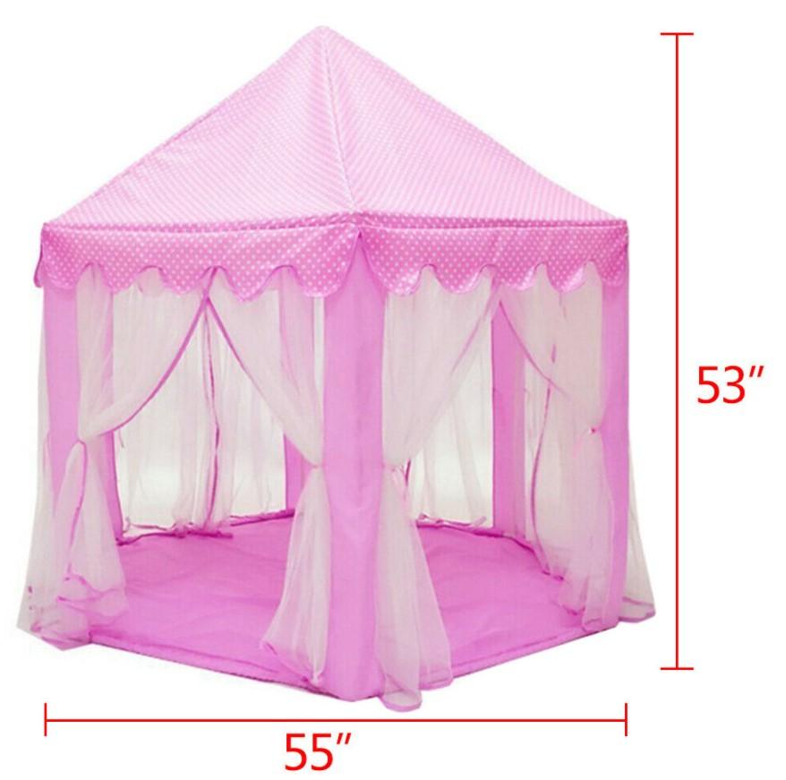 Kids Play Tent Pink Princess Castle With LED Star Lights 3 Bros Brands 192 Play Tent