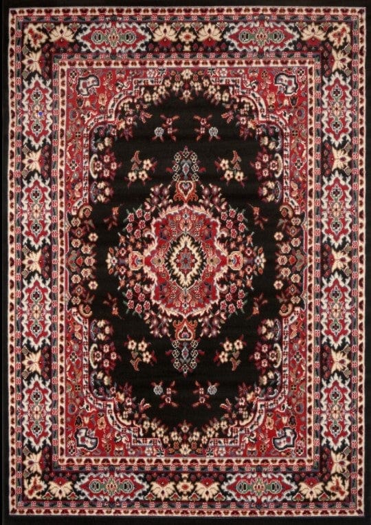 Large Traditional Area Rug Persian Style 7'8" x 10'8" in Black 3 Bros Brands 401 Area Rugs