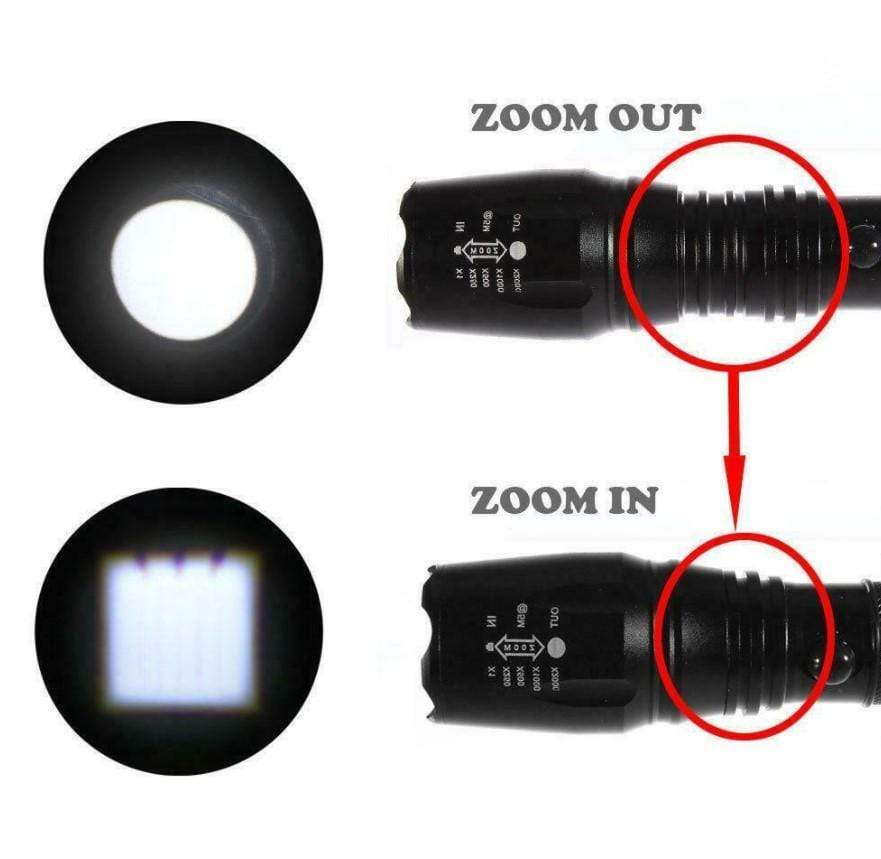 LED Flashlight Zoomable Focus White Light 10000 Lumen Torch Light 3 Bros Brands 170 Flashlight