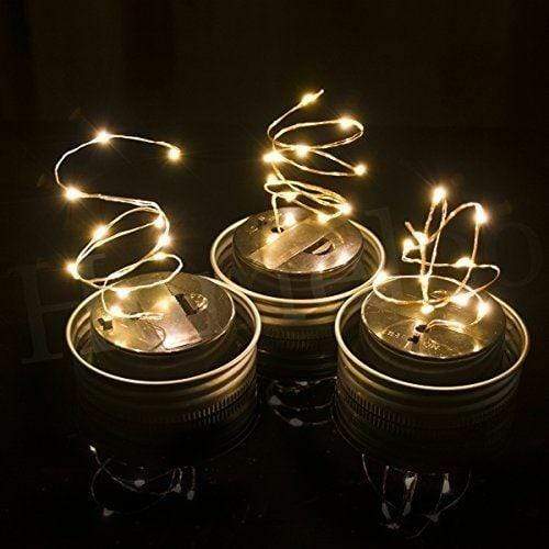 LED Light Mason Jar Lid Insert LED Solar Light 3 Pack for Glass Jars and 3 Hangers 3 Bros Brands Solar Lights