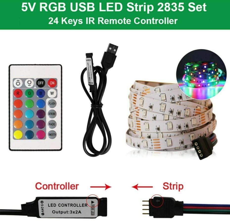 LED Strip Lights 32FT Flexible 3528 RGB LED SMD Strip Lights With Remote 3 Bros Brands 139 LED Strip Lights