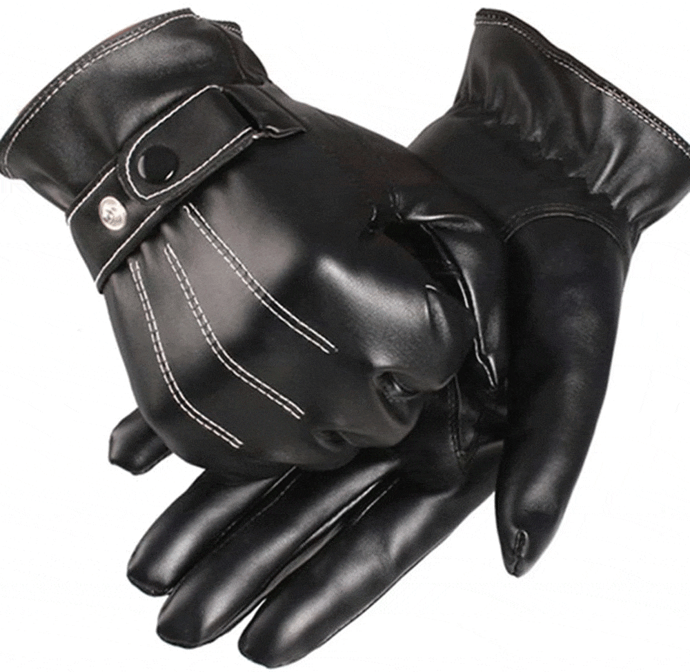 Men's Faux Leather Gloves Motorcycle Touch Screen Driving Winter Warm 3 Bros Brands 273 Gloves
