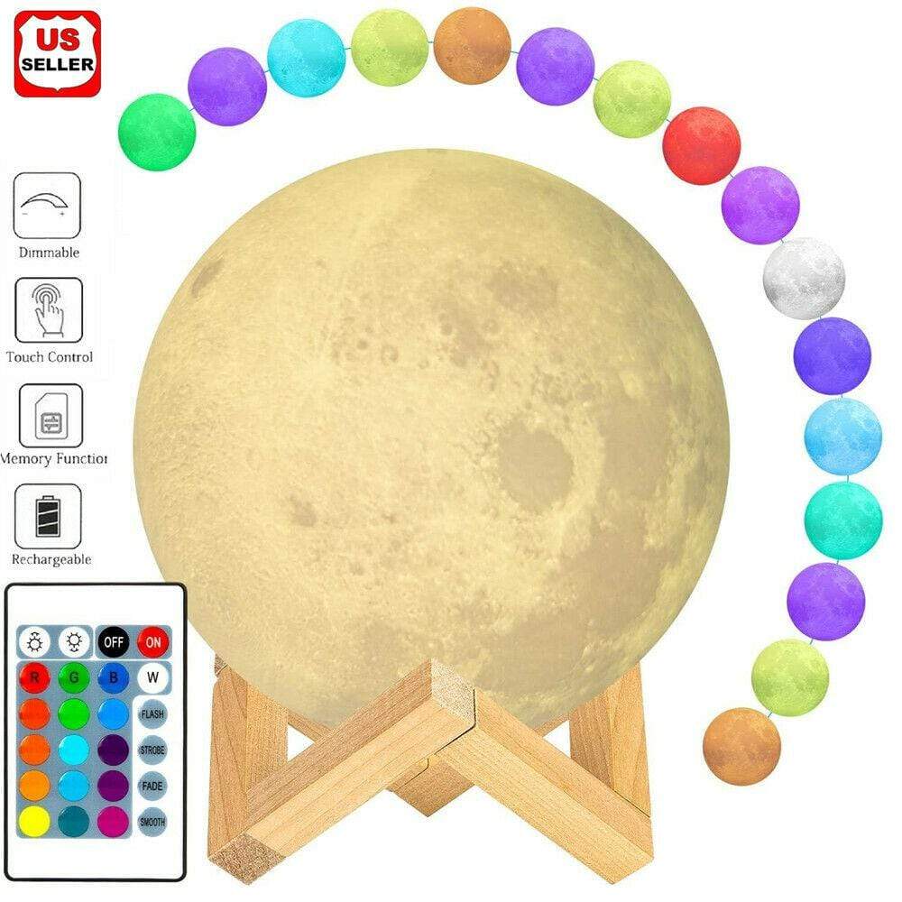 Moon Lamp 3D USB LED Color Changing Light Touch Moonlight Night Light 3 Bros Brands Moon Lamp