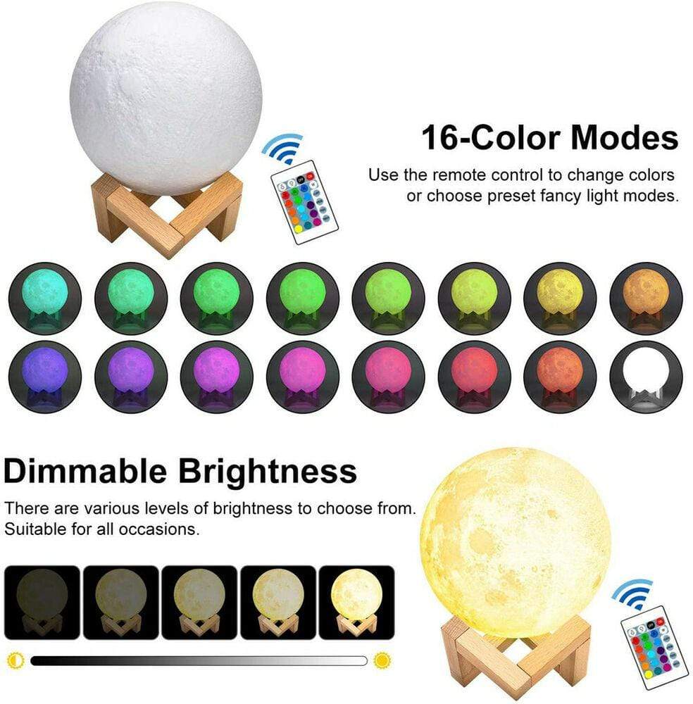 Moon Lamp 3D USB LED Color Changing Light Touch Moonlight Night Light 3 Bros Brands Moon Lamp