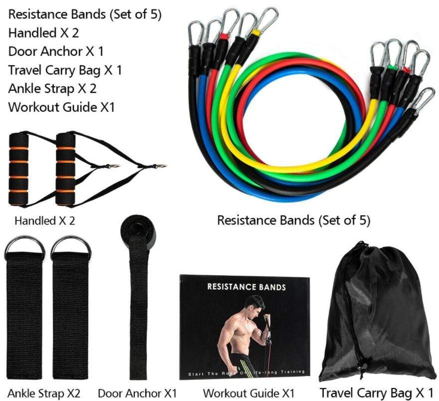 Resistance Bands 11 Piece Exercise Sports Set 3 Bros Brands 157 Outdoors & Sports