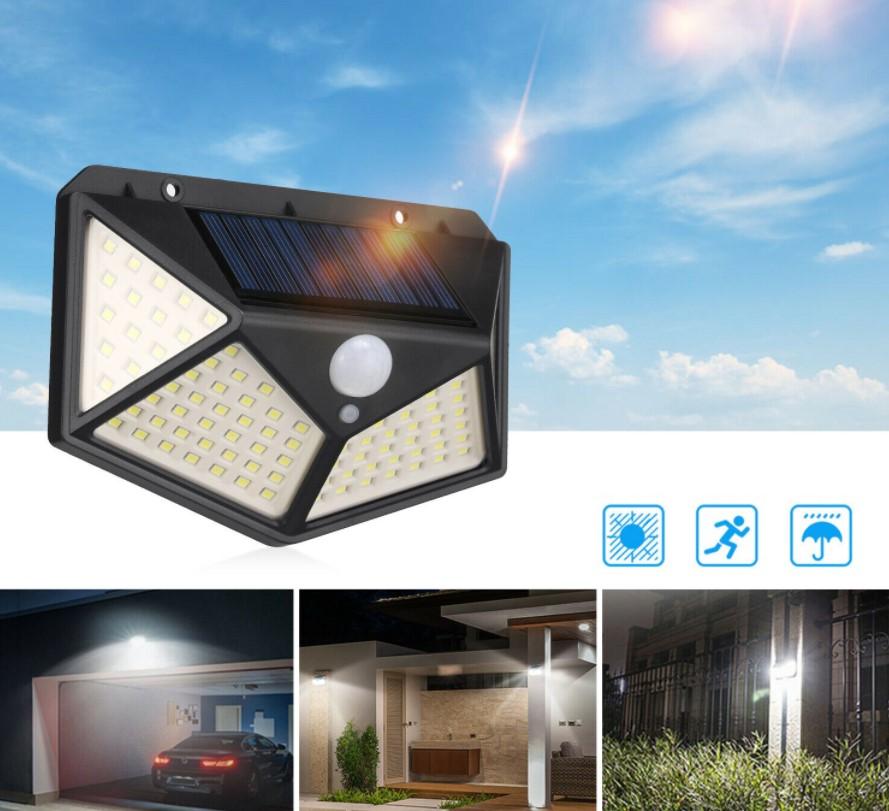 Set of 2 Waterproof 100 LED PIR Motion Sensor Solar Power Outdoor Lights 3 Bros Brands