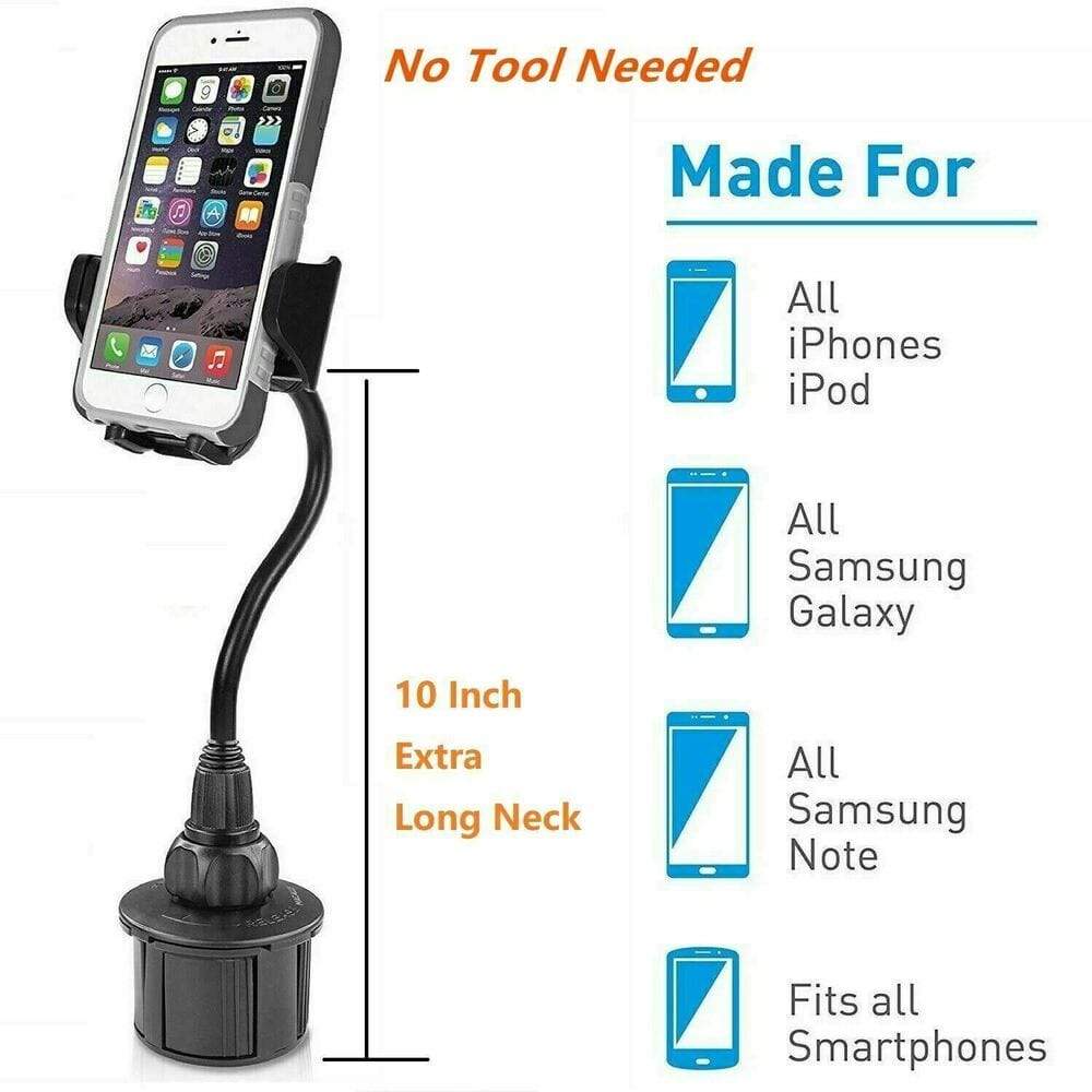 Smartphone Holder for Car Cup Holder with Adjustable Gooseneck 3 Bros Brands 252 Phone Holder