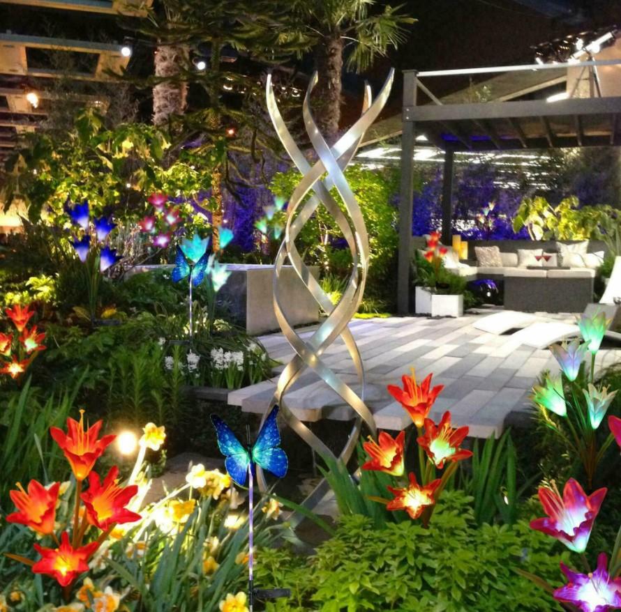 Solar LED Flowers Color-Changing Lights Set of 2 For Garden Decor 3 Bros Brands 164 Solar Lights