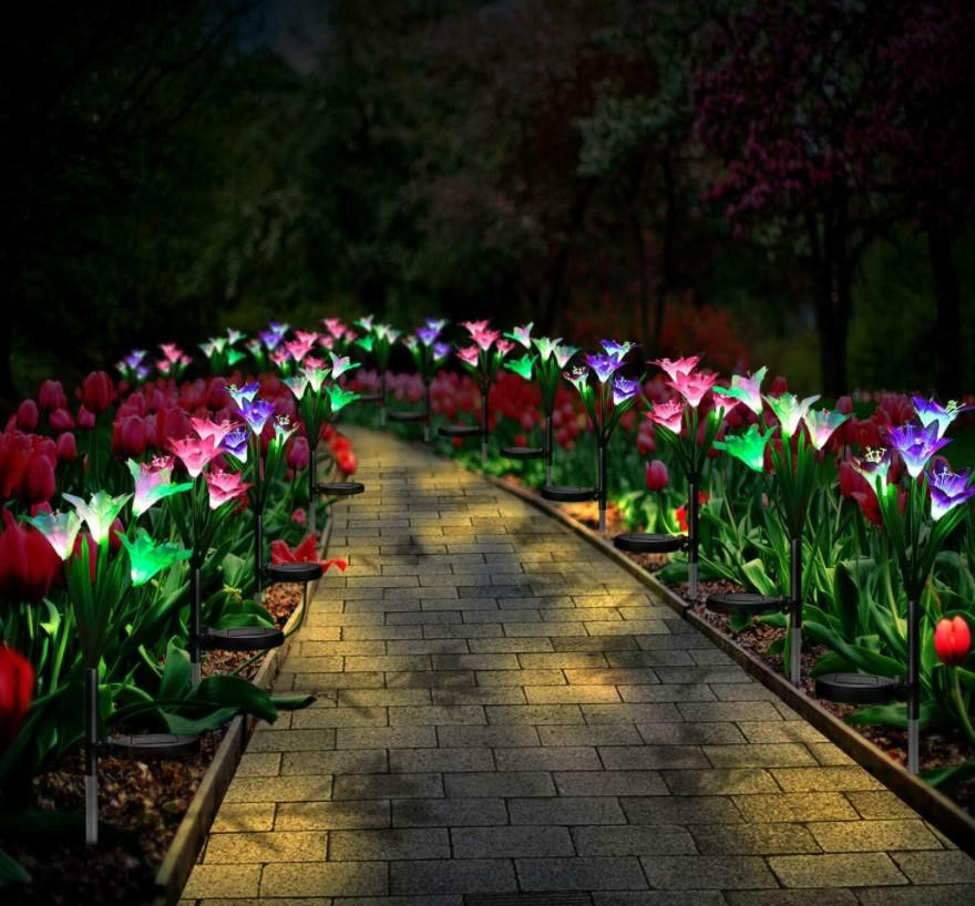 Solar LED Flowers Color-Changing Lights Set of 2 For Garden Decor 3 Bros Brands 164 Solar Lights