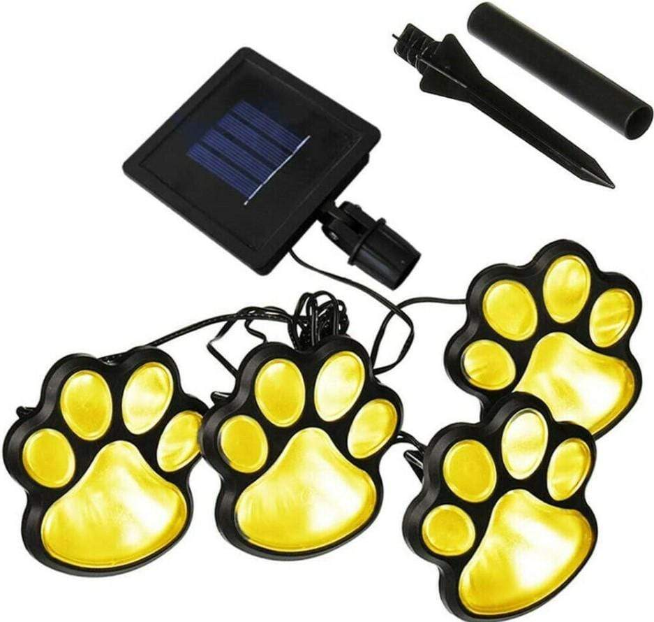 Solar LED Paw Print Lights Set of 4 for Yard Garden Pathway Lighting 3 Bros Brands Solar Lights