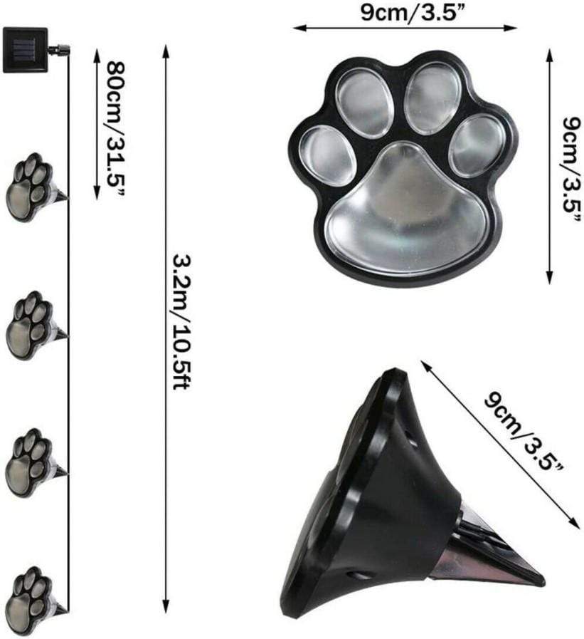 Solar LED Paw Print Lights Set of 4 for Yard Garden Pathway Lighting 3 Bros Brands Solar Lights