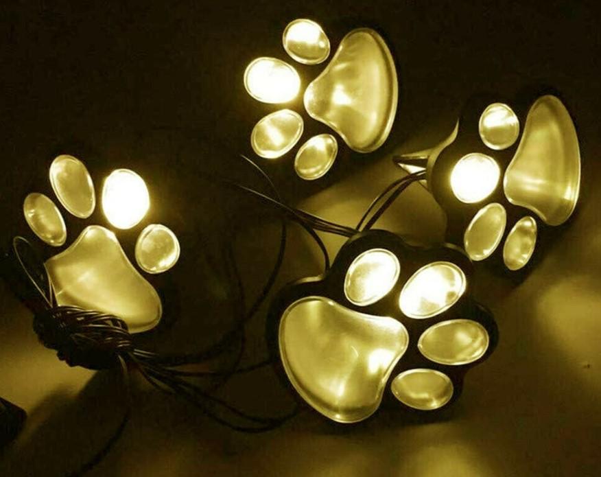 Solar LED Paw Print Lights Set of 4 for Yard Garden Pathway Lighting 3 Bros Brands Solar Lights