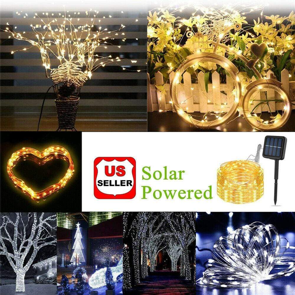 Solar LED String Lights 100 Copper Wire 33ft Waterproof Outdoor Fairy Lights 3 Bros Brands Solar Lights